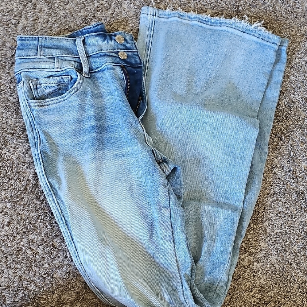 STUNNING FLYING MONKEY HI RISE DISTRESSED FLARES LIGHTWASH - Picture 10 of 11